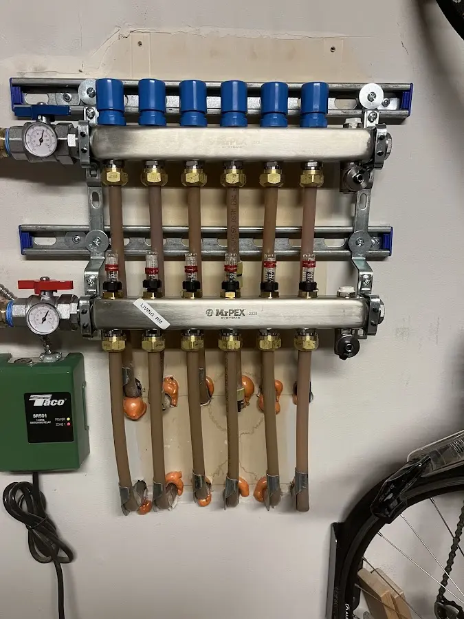 Plumber performing Gas Leak Detection at a residential property in Hominy